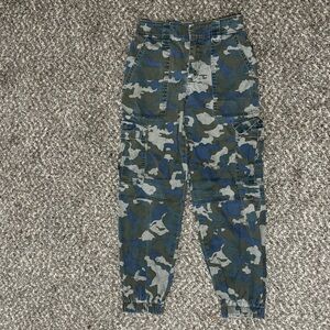 Wide Fable Green and Blue Patterned Pants